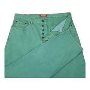 Supreme Mens Green Cotton Jeans Size 36 x 32 Denim Excellent Condition